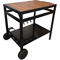 Beneffito Aveiro - Carrito-Bar de Exterior para Plancha de Acero - Mesa Auxiliar Dos Niveles- Bandeja Superior de Madera…